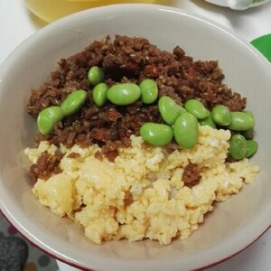 おからつくねで簡単！そぼろ風三色丼…♡